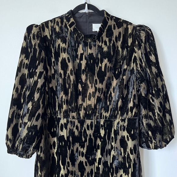 Tuckernuck Pomander Place Black Velvet Gold Metallic Burnout Midi Dress 14 Party - Picture 2 of 12